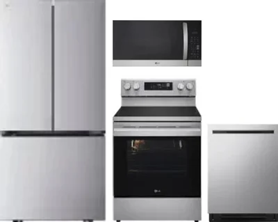 4 Piece Package Includes Refrigerator, Range, Microwave And Dishwasher