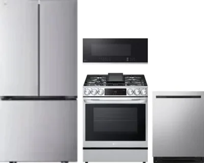 4 Piece Package Includes Refrigerator, Range, Microwave And Dishwasher