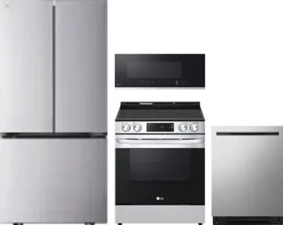 4 Piece Package Includes Refrigerator, Range, Microwave And Dishwasher