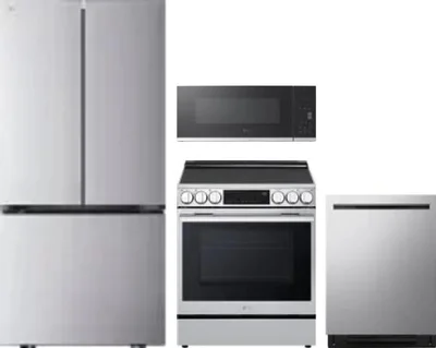 4 Piece Package Includes Refrigerator, Range, Microwave And Dishwasher