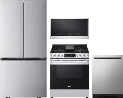 4 Piece Package Includes Refrigerator, Range, Microwave And Dishwasher