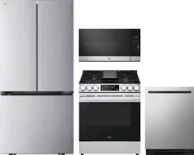 4 Piece Package Includes Refrigerator, Range, Microwave And Dishwasher