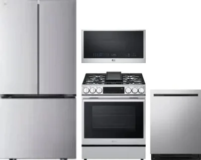 4 Piece Package Includes Refrigerator, Range, Microwave And Dishwasher