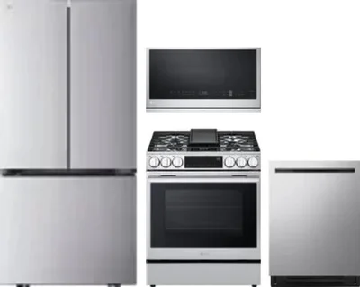4 Piece Package Includes Refrigerator, Range, Microwave And Dishwasher