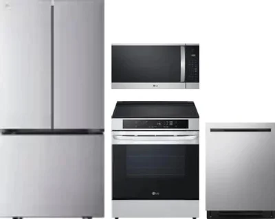 4 Piece Package Includes Refrigerator, Range, Microwave And Dishwasher