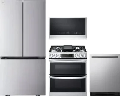 4 Piece Package Includes Refrigerator, Range, Microwave And Dishwasher