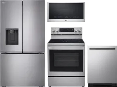 4 Piece Package Includes Refrigerator, Range, Microwave And Dishwasher