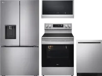 4 Piece Package Includes Refrigerator, Range, Microwave And Dishwasher