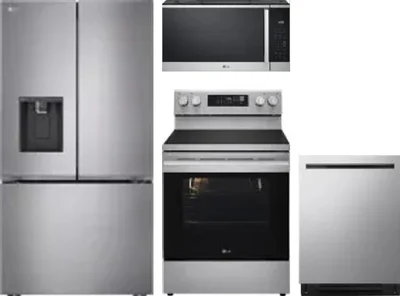 4 Piece Package Includes Refrigerator, Range, Microwave And Dishwasher