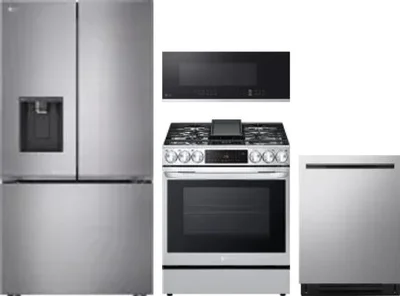 4 Piece Package Includes Refrigerator, Range, Microwave And Dishwasher