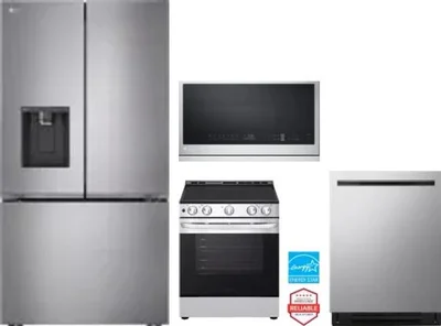 4 Piece Package Includes Refrigerator, Range, Microwave And Dishwasher
