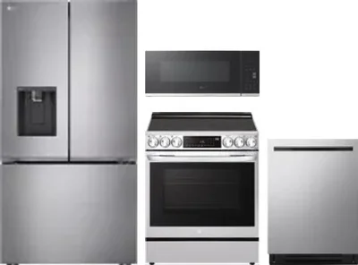 4 Piece Package Includes Refrigerator, Range, Microwave And Dishwasher