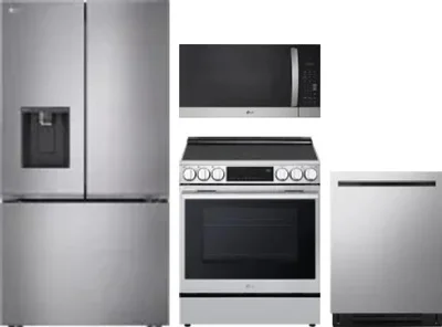 4 Piece Package Includes Refrigerator, Range, Microwave And Dishwasher