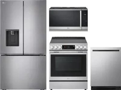 4 Piece Package Includes Refrigerator, Range, Microwave And Dishwasher