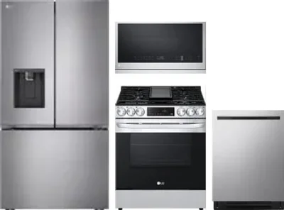 4 Piece Package Includes Refrigerator, Range, Microwave And Dishwasher
