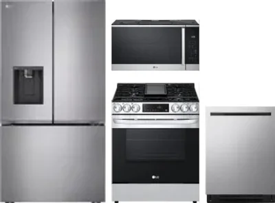 4 Piece Package Includes Refrigerator, Range, Microwave And Dishwasher