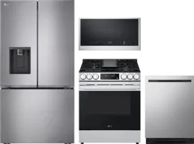 4 Piece Package Includes Refrigerator, Range, Microwave And Dishwasher