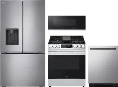 4 Piece Package Includes Refrigerator, Range, Microwave And Dishwasher
