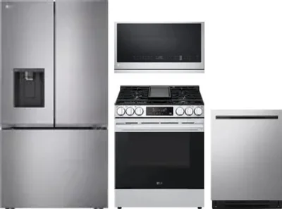 4 Piece Package Includes Refrigerator, Range, Microwave And Dishwasher