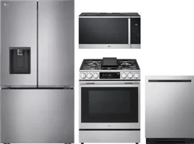 4 Piece Package Includes Refrigerator, Range, Microwave And Dishwasher