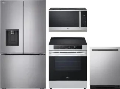4 Piece Package Includes Refrigerator, Range, Microwave And Dishwasher
