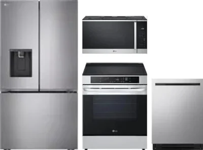 4 Piece Package Includes Refrigerator, Range, Microwave And Dishwasher