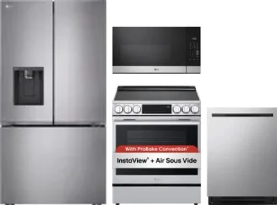 4 Piece Package Includes Refrigerator, Range, Microwave And Dishwasher