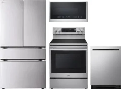 4 Piece Package Includes Refrigerator, Range, Microwave And Dishwasher
