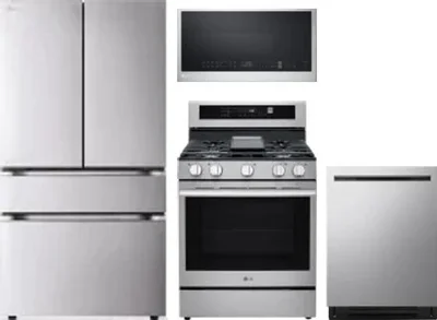 4 Piece Package Includes Refrigerator, Range, Microwave And Dishwasher