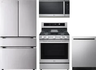 4 Piece Package Includes Refrigerator, Range, Microwave And Dishwasher