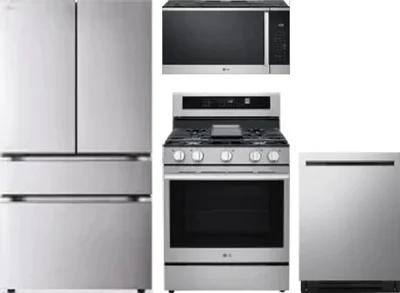 4 Piece Package Includes Refrigerator, Range, Microwave And Dishwasher