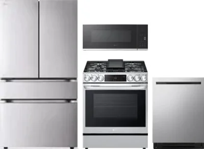 4 Piece Package Includes Refrigerator, Range, Microwave And Dishwasher