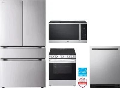 4 Piece Package Includes Refrigerator, Range, Microwave And Dishwasher