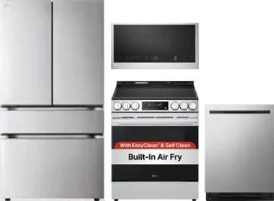 4 Piece Package Includes Refrigerator, Range, Microwave And Dishwasher