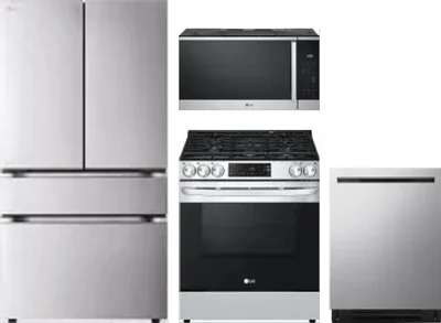4 Piece Package Includes Refrigerator, Range, Microwave And Dishwasher