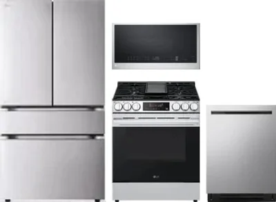 4 Piece Package Includes Refrigerator, Range, Microwave And Dishwasher