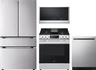 4 Piece Package Includes Refrigerator, Range, Microwave And Dishwasher
