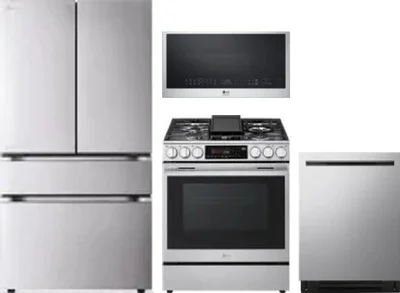 4 Piece Package Includes Refrigerator, Range, Microwave And Dishwasher