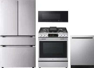 4 Piece Package Includes Refrigerator, Range, Microwave And Dishwasher