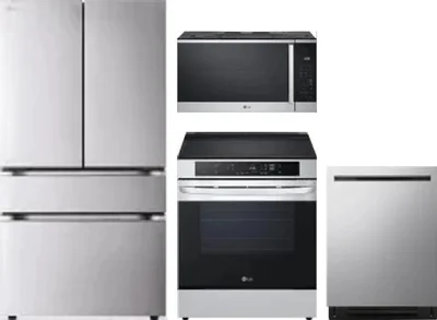 4 Piece Package Includes Refrigerator, Range, Microwave And Dishwasher