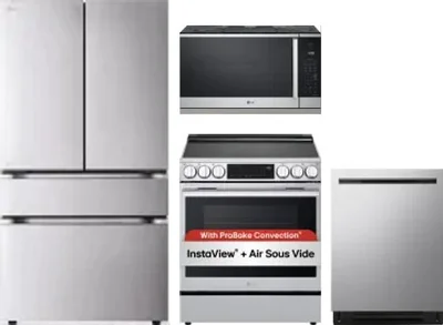 4 Piece Package Includes Refrigerator, Range, Microwave And Dishwasher