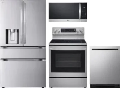 4 Piece Package Includes Refrigerator, Range, Microwave And Dishwasher
