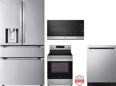 4 Piece Package Includes Refrigerator, Range, Microwave And Dishwasher