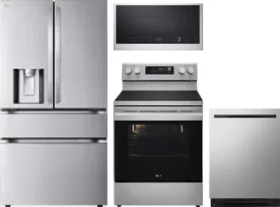4 Piece Package Includes Refrigerator, Range, Microwave And Dishwasher