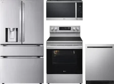 4 Piece Package Includes Refrigerator, Range, Microwave And Dishwasher