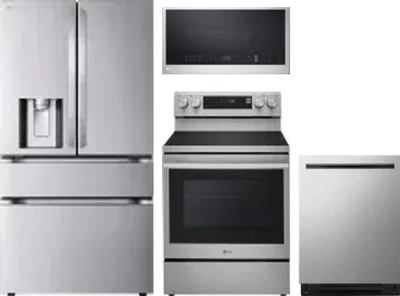 4 Piece Package Includes Refrigerator, Range, Microwave And Dishwasher
