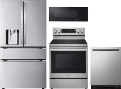 4 Piece Package Includes Refrigerator, Range, Microwave And Dishwasher