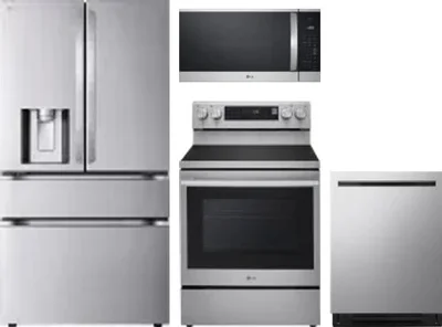 4 Piece Package Includes Refrigerator, Range, Microwave And Dishwasher