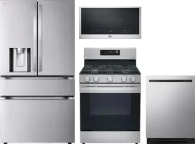 4 Piece Package Includes Refrigerator, Range, Microwave And Dishwasher