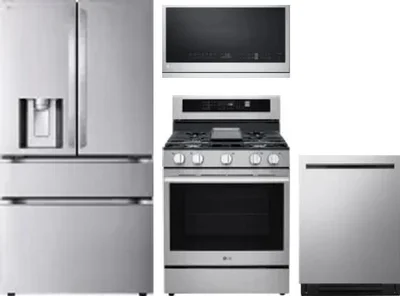 4 Piece Package Includes Refrigerator, Range, Microwave And Dishwasher